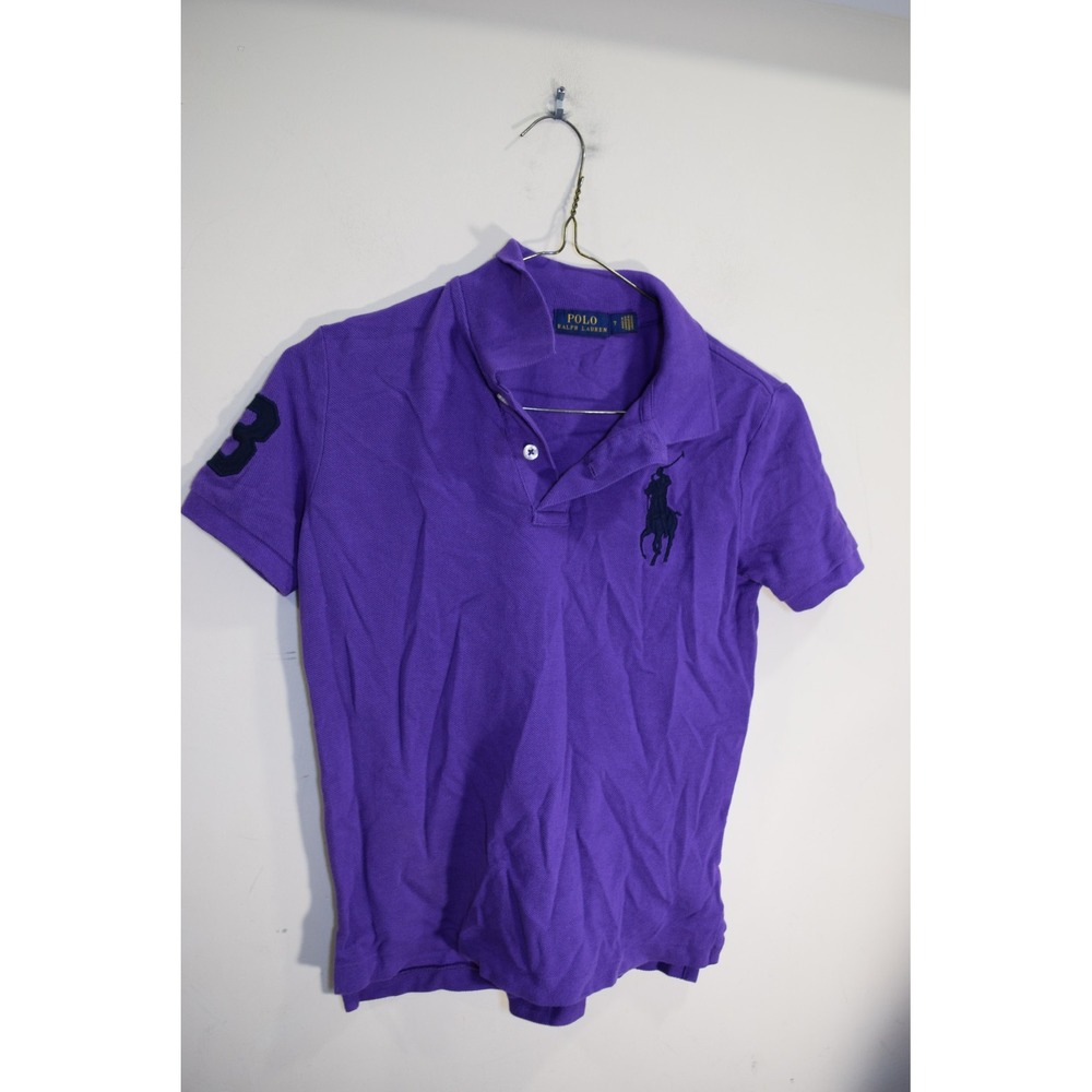 Polo Ralph Lauren BIG PONY Shirt BOYS 7 Purple Preppy WORN LOOK Old Money